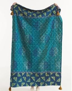 Upcycled Vendima Throw Blanket in blue